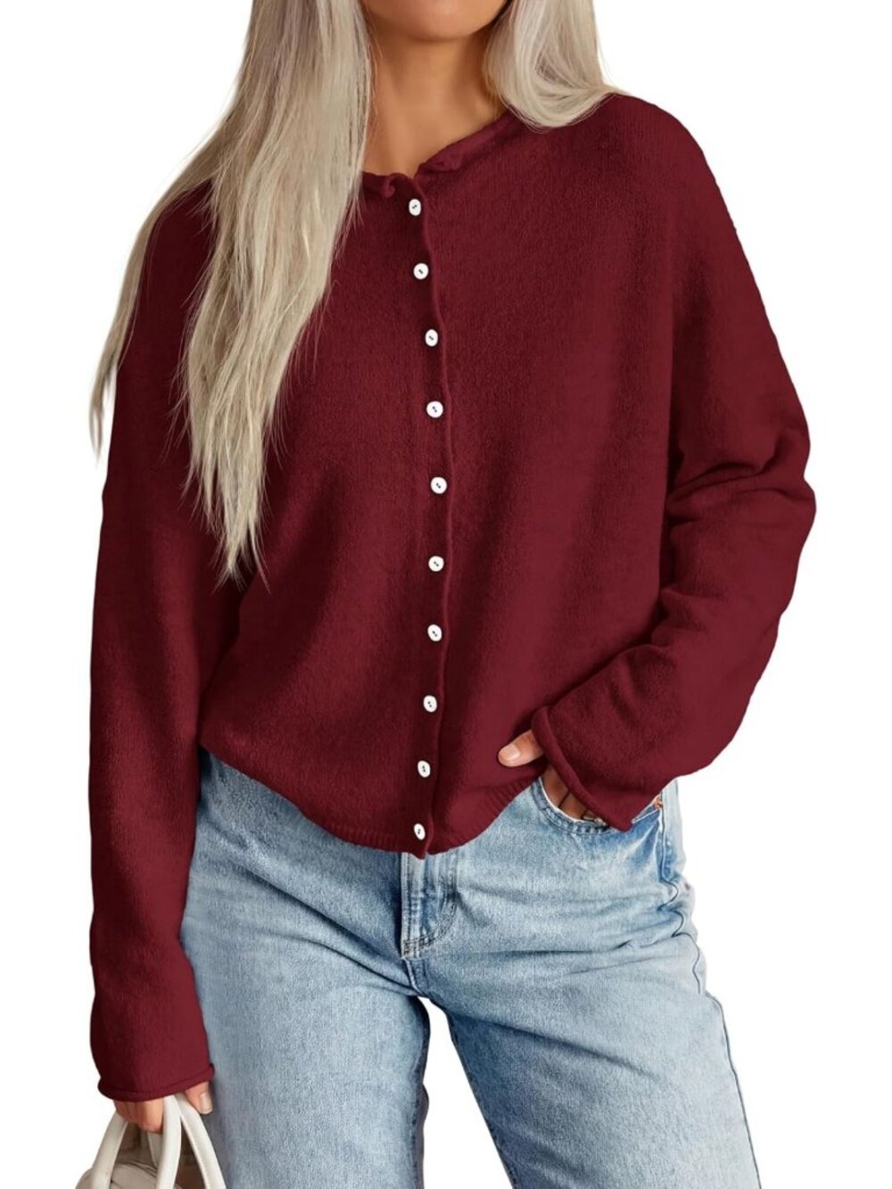 Cozy Oversized Knit Cardigan for Women | Button Up Fall Sweater Layering Piece